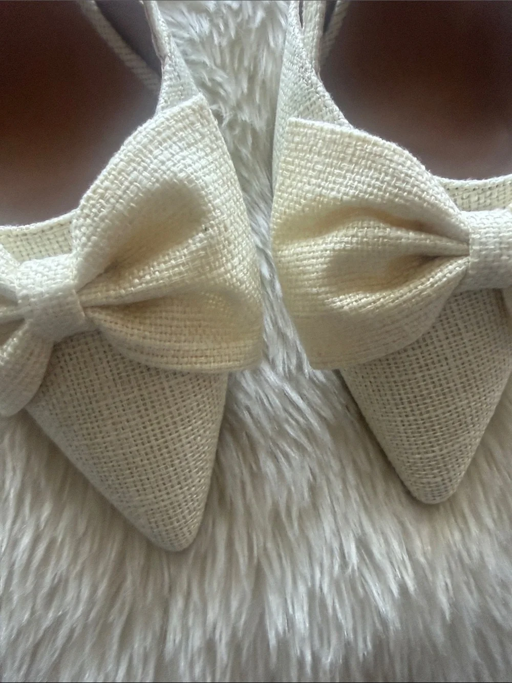 Journee Collection Cream Bow Pointed-Toe Slingback Wedges